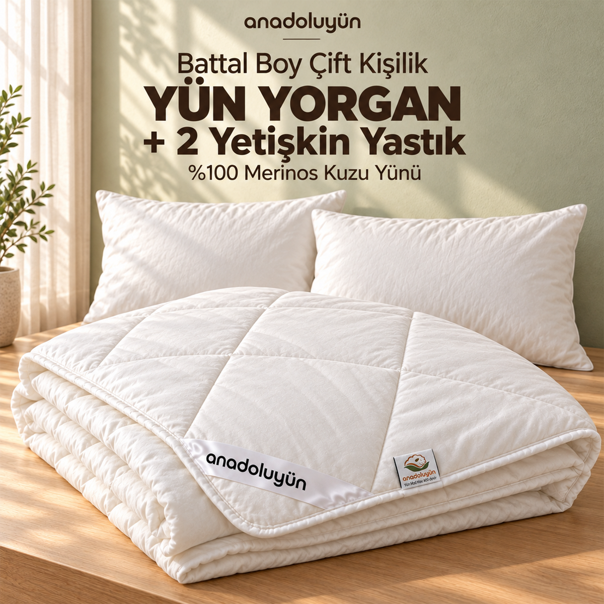 Battal Boy Yün Yorgan ve Yastık Seti