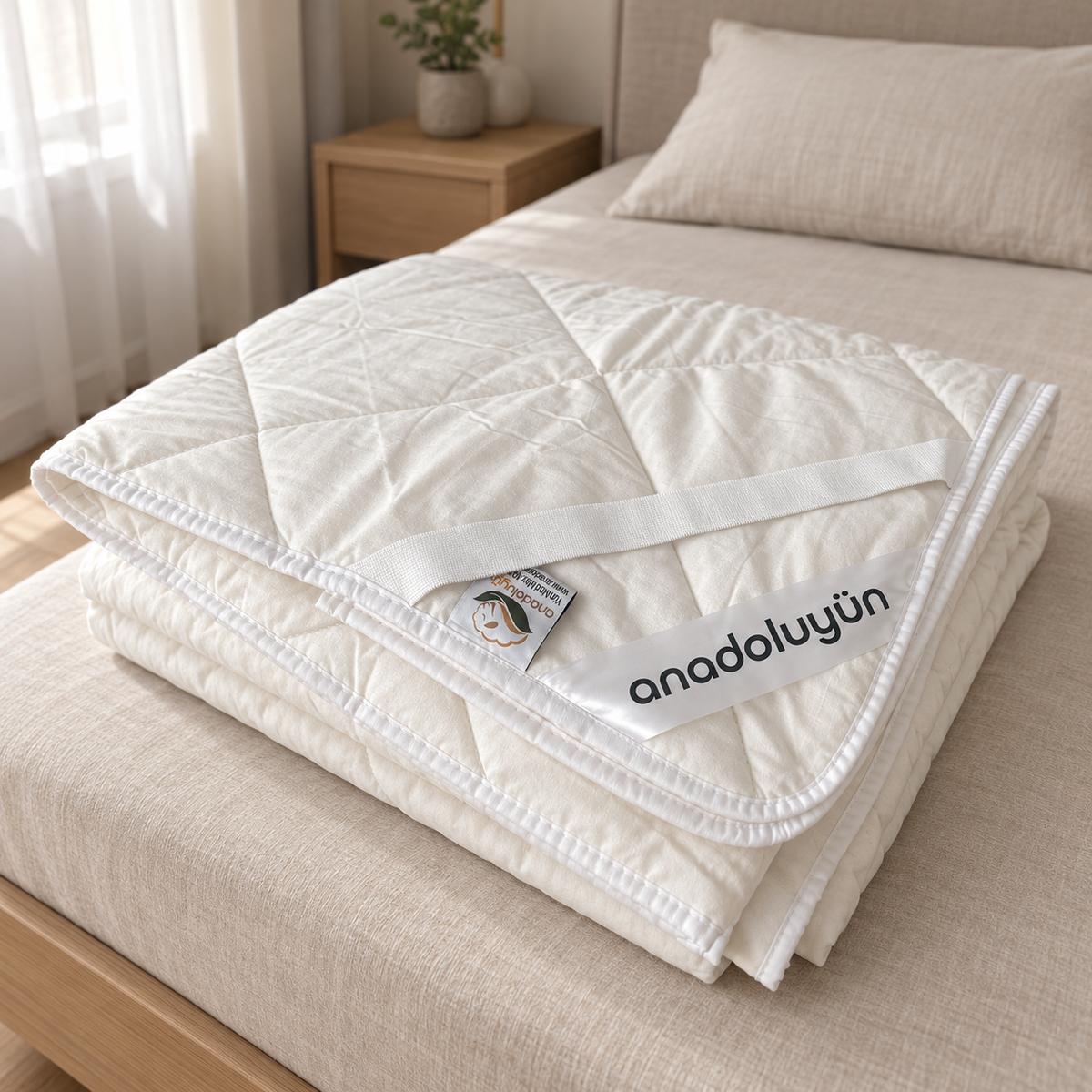 Çift Kişilik Merinos Kuzu Yünü Yatak Pedi 160x200 cm