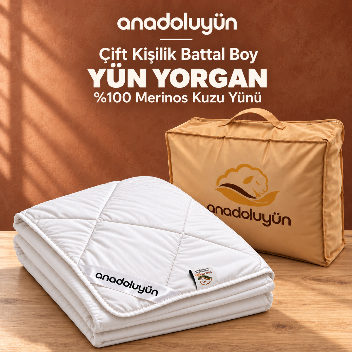 Battal Boy Yün Yorgan ve Yatak Pedi Seti